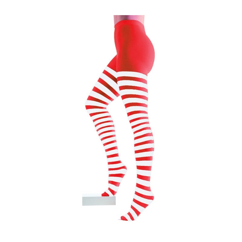 BESTOYARD Collants de Noël à rayures rouges et blanches sur les chaussettes  pour femmes filles taille libre,Blanc et Rouge,48 x 10 x 0,2 cm :  : Mode