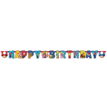 Guirlande anniversaire Super Mario, une bannière en papier idéale pour réaliser sa décoration d'anniversaire