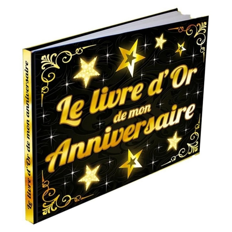 Livre d'or Joyeux Anniversaire OR - Deco Anniversaire Noir et OR