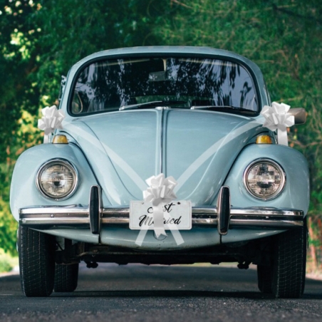 Mariage Kit de décoration pour voiture couleur blanc