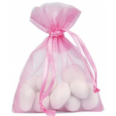 Contenants à dragées couleur rose, lot de 10 sachets en tissu organdi idéal pour votre Baby Shower