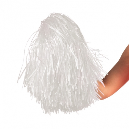 Pompon blanc avec manche de 10 cm idéal pour compléter une tenue de pompom girl