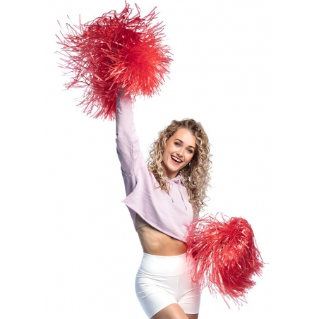 Idée tenue pompom girl avec 2 pompon rouges