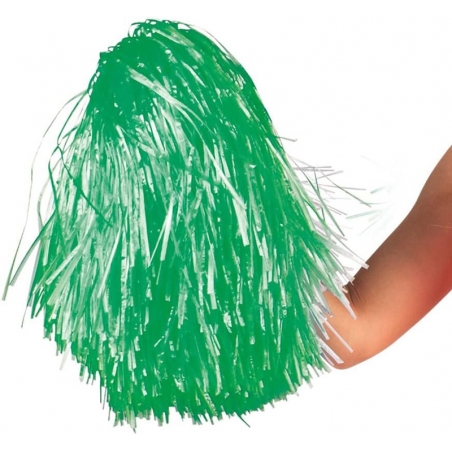 Pompon vert avec manche de 10 cm idéal pour compléter une tenue de pompom girl