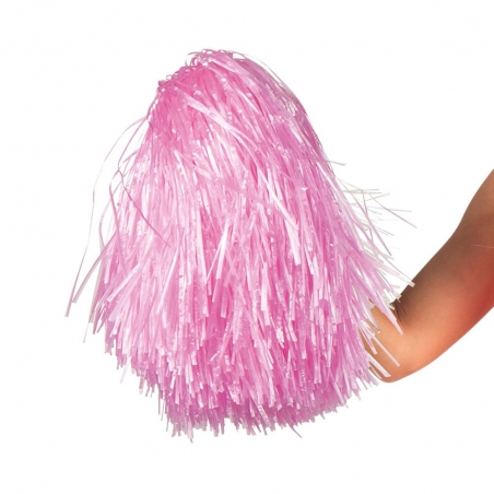 Pompon rose avec manche de 10 cm idéal pour compléter une tenue de pompom girl