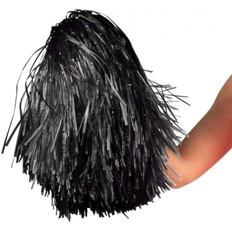 Pompon noir avec manche de 10 cm idéal pour compléter une tenue de pompom girl