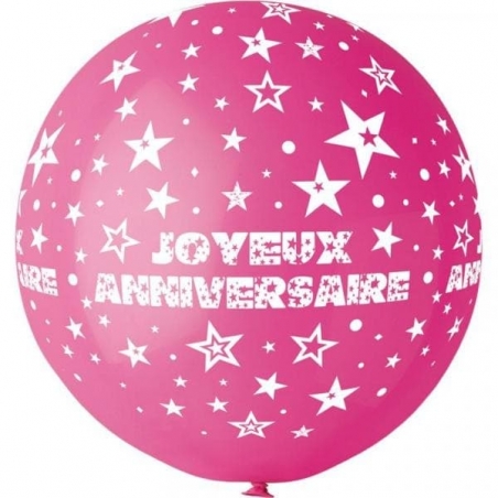 Gros ballon Joyeux Anniversaire 80 cm de diamètre couleur rose