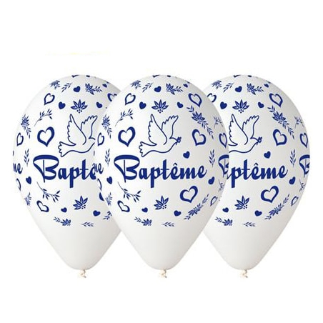 Ballons baptême blanc, diamètre 30 cm