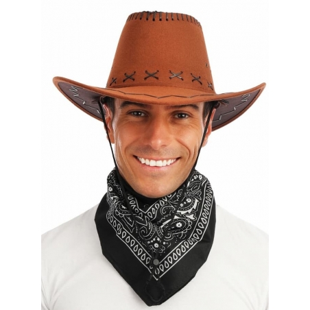 Bandana noir avec motif blanc idéal pour accessoiriser une tenue sur le thème Western