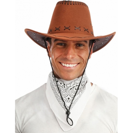 Bandana blanc à motifs noirs apportez une touche d'élégance à votre tenue de cowboy ou de cowgirl