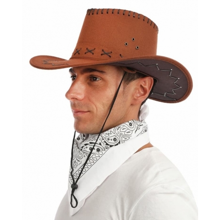 Bandana cowboy cowgirl blanc à motifs noirs - Thème Western