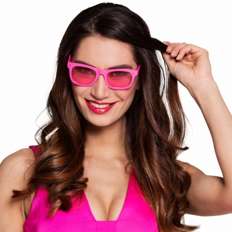 Paire de lunettes rose fluo idéale pour une soirée tropicale ou années 80