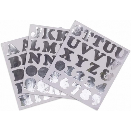 Ces jolis stickers alphabets et chiffres de couleur argent seront indispensable pour personnaliser votre déco.