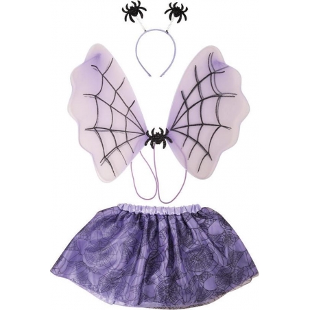 Set de déguisement araignée pour fille avec tutu, paire d’ailes et serre tête