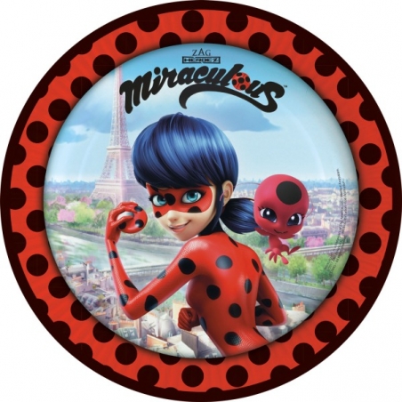 Assiettes Miraculous Ladybug, lot de 8 assiettes idéale pour dresser sa table d'anniversaire