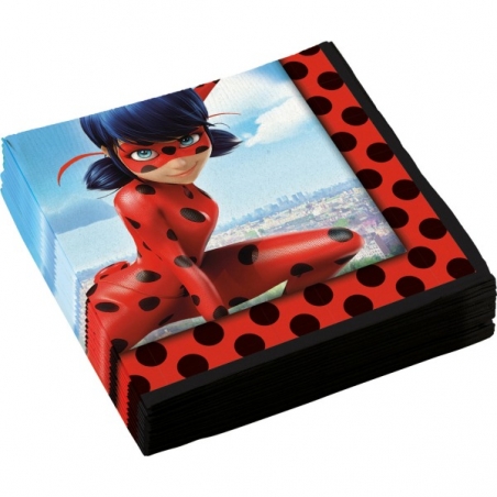 20 serviettes Miraculous Ladybug, dressez sa table d'anniveraire aux couleurs de Marinette