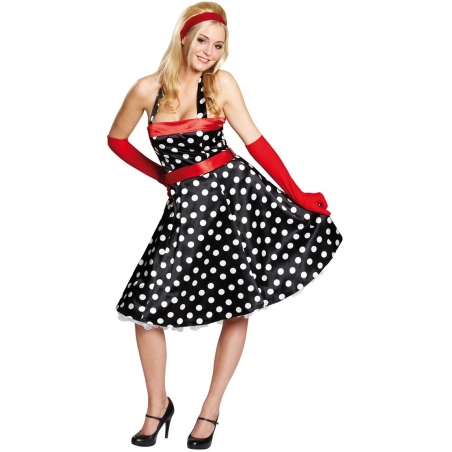 Tenue années 50 pour femme, robe rockabilly à pois