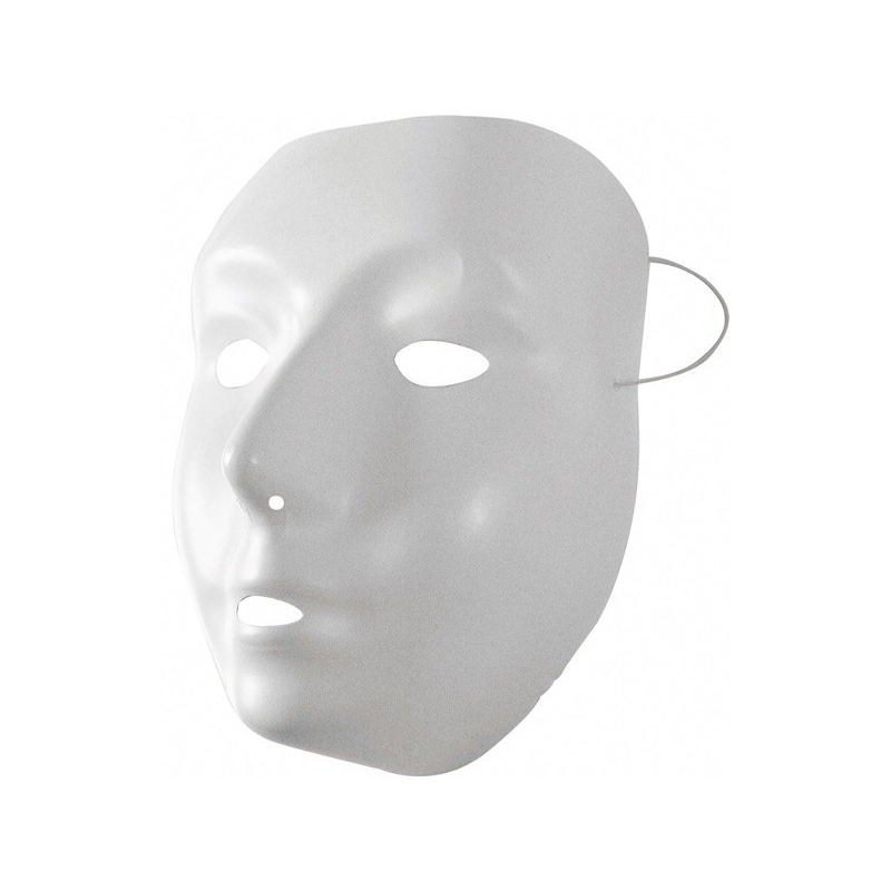 Lot de 12 masques blancs en plastique à décorer, peindre - taille adulte,  23x17cm - avec élastiques
